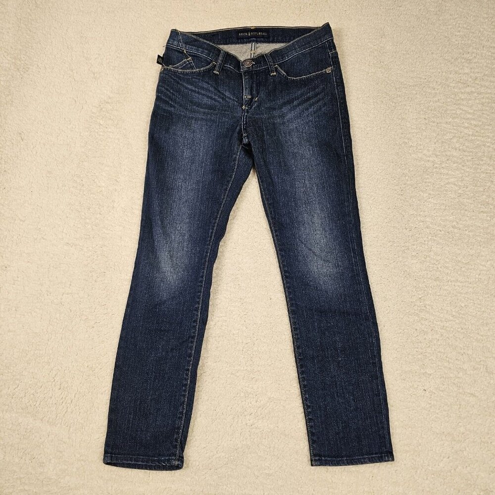 ROCK REPUBLIC Jeans Women's Size 6 Kashmiere Crop Skinny Ankle Blue Distressed